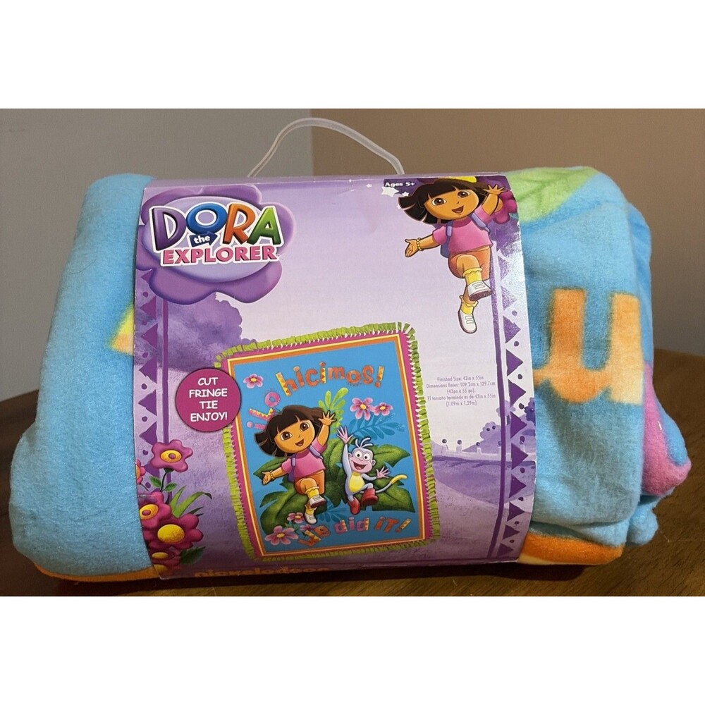 Dora The Explorer No-Sew Fleece Throw Kit.  New.  Finished Size.43 in. X 55 in.